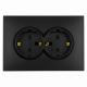 Розетка 2-местная с защитной шторкой STEKKER, с/з, 250В, 16А, серия Эмили, RST16-5114-05, черный уголь, soft touch 49856