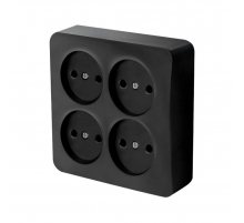 Розетка четырехместная 2P Stekker София черный MST10-14S-02 49321