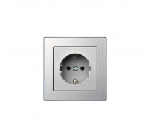 Розетка 2P+E Liregus Epsilon серебро 28-1766