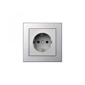 Розетка 2P+E Liregus Epsilon серебро 28-1766