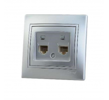 Розетка 2-ая компьютерная Lezard Mira серебро 701-1010-141