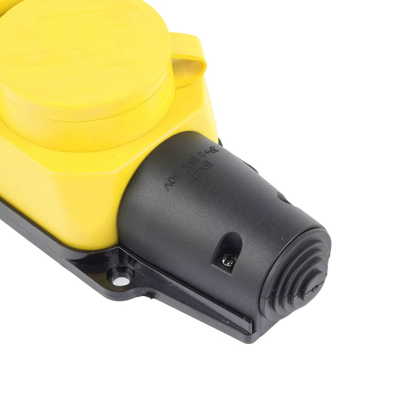 Розетка переносная тройная 2P+PE Stekker Одри с крышкой желтый RST16-23-44-6 49407
