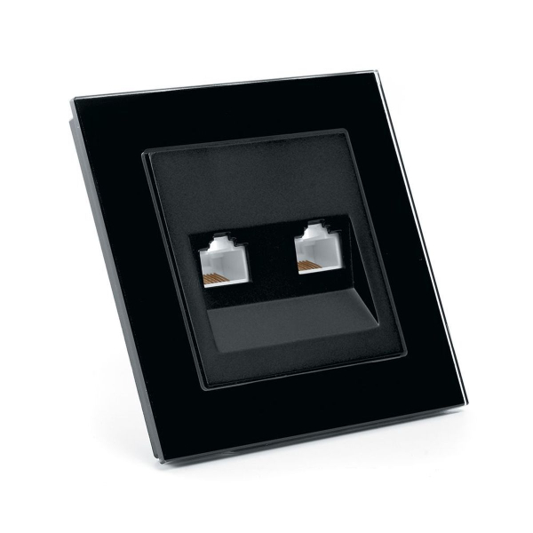 Розетка компьютерная 2-местная RJ-45 ,Stekker ,GLS00-7006-05 Катрин, черный 39509