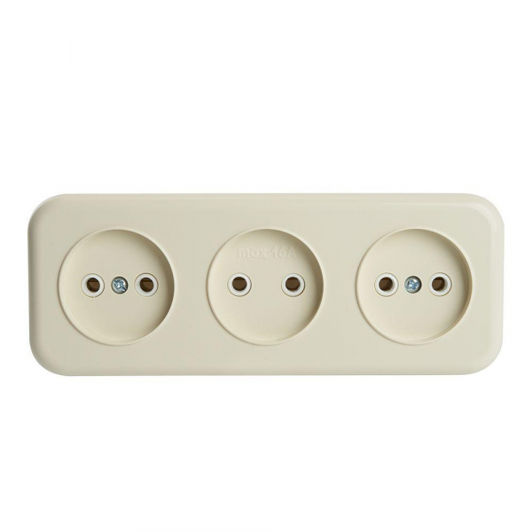 Розетка тройная 2P Stekker Брест слоновая кость PST16-50-20 49055 Розетка тройная 2P Stekker Брест слоновая кость PST16-50-20 49055