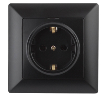 Розетка двойная ЭРА Intro Solo Schuko 2X2P+E 16A 250V со шторками антрацит 4-206-05 Б0043344
