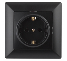 Розетка двойная ЭРА Intro Solo Schuko 2X2P+E 16A 250V со шторками антрацит 4-206-05 Б0043344