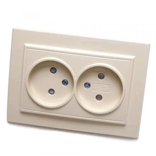 Розетка двойная 2P Stekker Эрна со шторками слоновая кость PST10-9013-02 39239 Розетка двойная 2P Stekker Эрна со шторками слоновая кость PST10-9013-02 39239