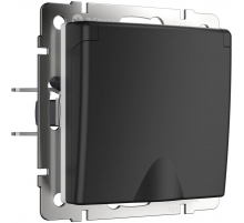 Розетка Werkel влагозащищенная с заземлением с защитой крышкой и шторками черный матовый W1171208 4690389156892