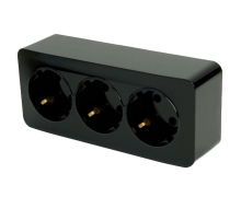 Розетка тройная 2P+PE Stekker София черный MST16-13-02 49318