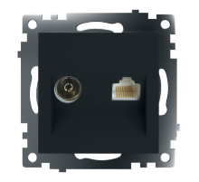 Розетка телевизионная TV + компьютерная RJ-45 Stekker Катрин GLS00-7106-05 черная 49182