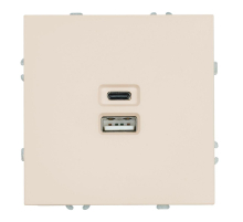 Розетка 2-местная USB + Type C (механизм), Stekker, 250В, 20W Эмили, RST10-5115-08, кашемир, soft touch 49905