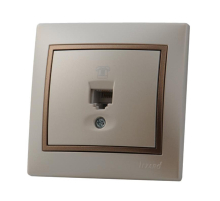 Розетка телефонная евро Lezard Mira белый жемчуг с кор. вст. 701-3031-137