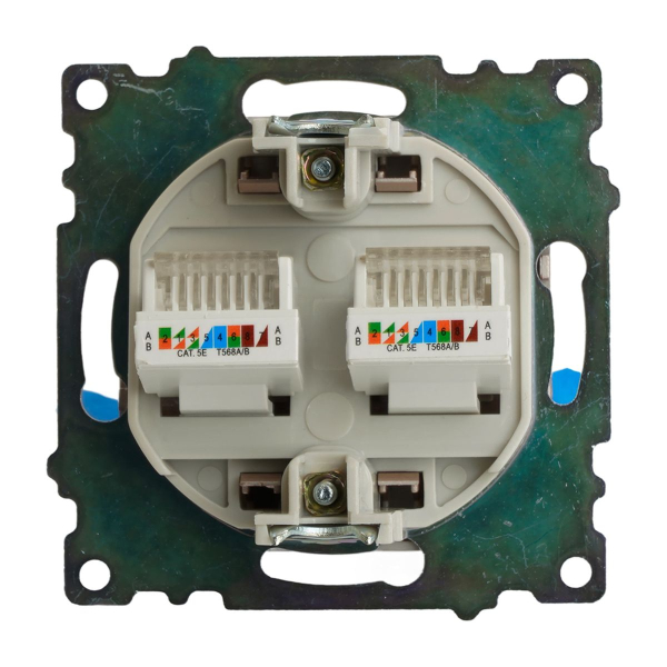Розетка компьютерная 2-местная RJ-45 (механизм) Stekker GLS00-7109-02 Катрин, шампань 50004