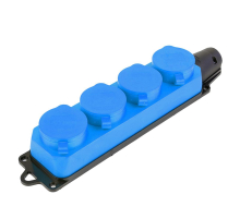 Розетка переносная 4-местная 2P+PE Stekker Одри с крышкой синий RST16-24-44-4 49402