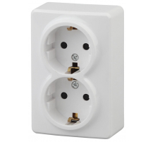 Розетка ЭРА Эксперт 2х2P E Schuko со шторками 16A 250V 11-2206-01 Б0020694