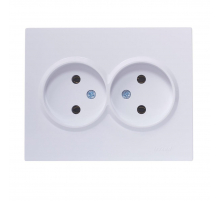 Розетка 2-ая без зазем. Lezard Vesna белая 742-0200-128B