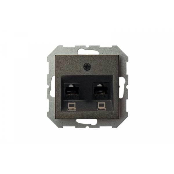 Розетка 2хRJ45 Liregus Epsilon антрацит 28-1151 Розетка 2хRJ45 Liregus Epsilon антрацит 28-1151