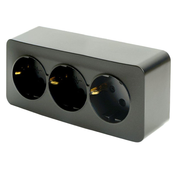 Розетка тройная 2P+PE Stekker София черный матовый MST16-13-05 49502