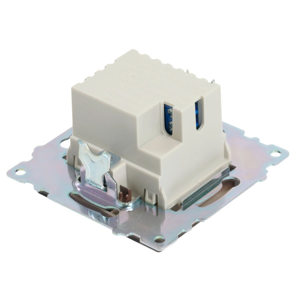 Розетка 2-местная USB + type C, STEKKER GLS10-7116-04, 250В, 3А, max 20W,серия Катрин, шоколад 50057