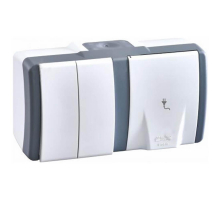 Розетка 2-я Mono Electric Octans IP54 16A 250V бело-серый 154-020001-182