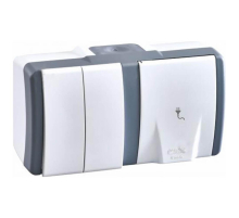Розетка 2-я Mono Electric Octans IP54 16A 250V бело-серый 154-020001-182