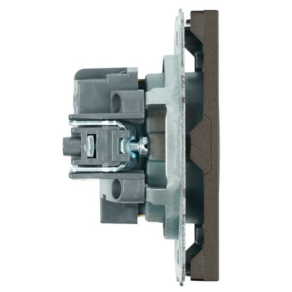 Розетка 1-местная с защитной шторкой с/з (механизм), Stekker, 250В, 16А Эмили, RST16-5110-09, антрацит, soft touch 49932