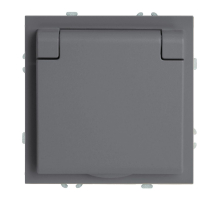 Розетка 1-местная с крышкой с защ. штор, STEKKER, б/з, 250В, 16А, серия Эмили, RST16-5113-10, платиново-серый, soft touch 49956