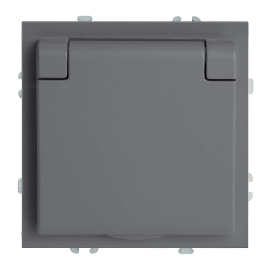 Розетка 1-местная с крышкой с защ. штор, STEKKER, б/з, 250В, 16А, серия Эмили, RST16-5113-10, платиново-серый, soft touch 49956