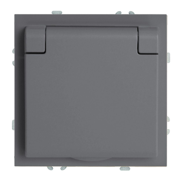 Розетка 1-местная с крышкой с защ. штор, STEKKER, б/з, 250В, 16А, серия Эмили, RST16-5113-10, платиново-серый, soft touch 49956