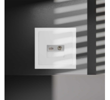 Розетка телевизионная встраиваемая Voltum S70 TV+RJ45 кат. 6 белый матовый VLS060702