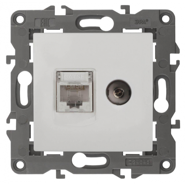 Розетка комбинированная RJ45+TV ЭРА Elegance 14-3110-01 Б0034314 Розетка комбинированная RJ45+TV ЭРА Elegance 14-3110-01 Б0034314