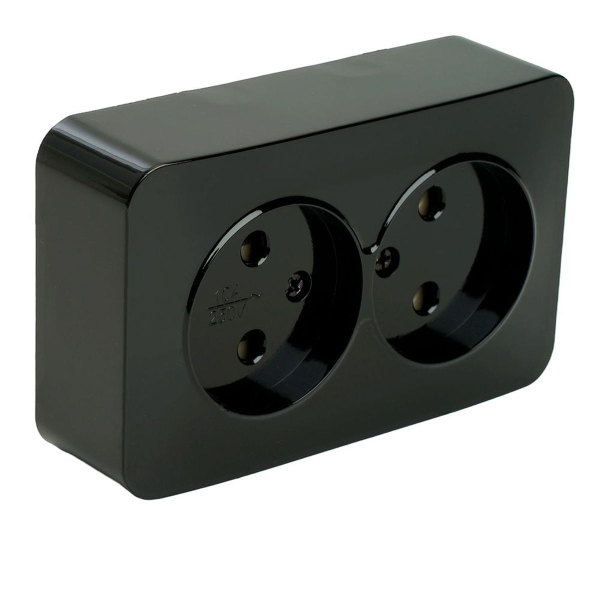 Розетка двойная 2P Stekker София черный MST10-12-02 49315