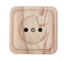 Розетка LK Studio открытой установки без заземляющих контактов с защитными шторками (сосна) 813325