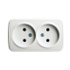 Розетка накладная 2-местная б/з Stekker, PST10-502-20, пластик АВS, 250В, 16А, IP20 Basic, белый 50075