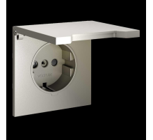 Накладка для розетки с заземлением защитными шторками и крышкой S70 (шелк) Voltum VLS000804