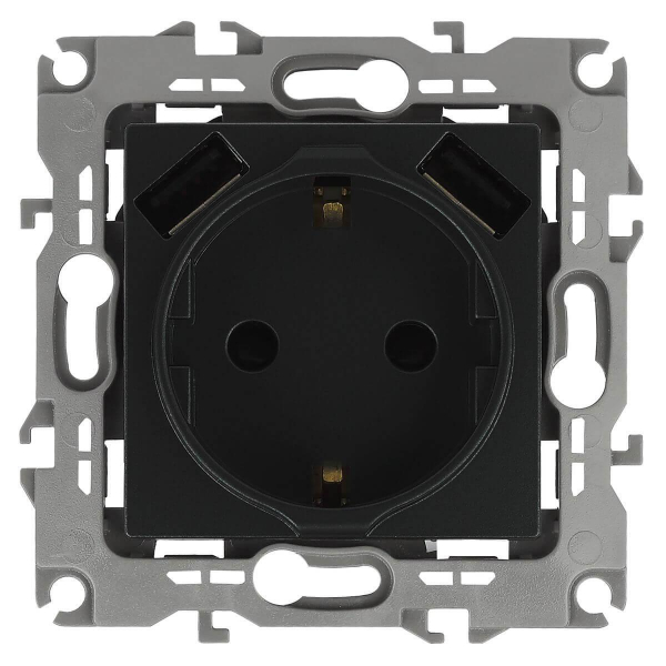 Розетка Эра Elegance 2P E со шторками 16A 250V 2xUSB 14-4109-05 Б0047871 Розетка Эра Elegance 2P E со шторками 16A 250V 2xUSB 14-4109-05 Б0047871