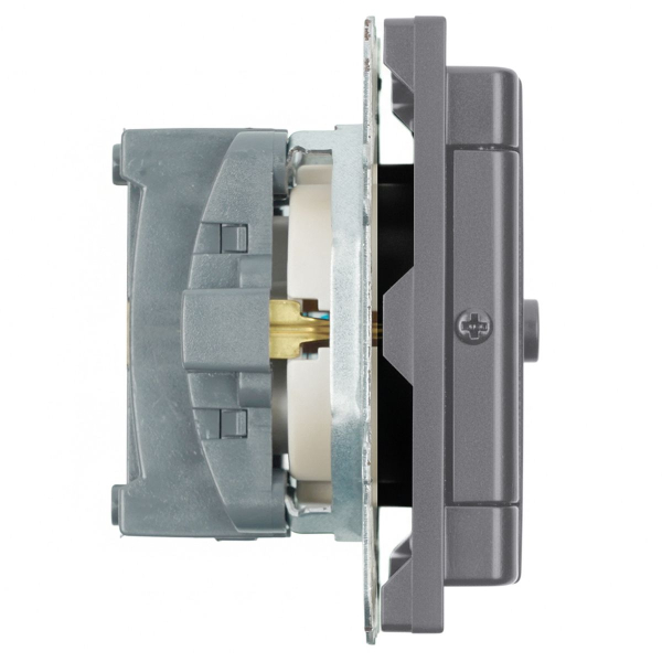 Розетка 1-местная с крышкой с защ. штор, STEKKER, с/з, 250В, 16А, серия Эмили, RST16-5112-10, платиново-серый, soft touch 49959