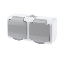 Розетка двойная ЭРА Intro Atlantic Schuko 2x2P+E 16A 250V с крышкой 5-204-03 Б0051061