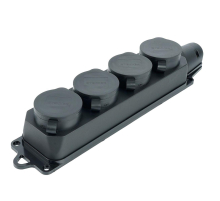 Розетка переносная 4-местная c/з, Stekker, RST16-24-44, 250В, 16А, IP44, черный 39019