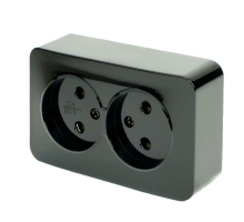 Розетка двойная 2P Stekker София черный MST10-12-02 49315
