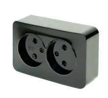 Розетка двойная 2P Stekker София черный MST10-12-02 49315