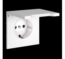 Накладка для розетки с заземлением защитными шторками и крышкой S70 (белый матовый) Voltum VLS000802