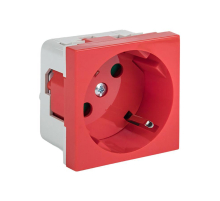 Розетка 45х45 PRO с заземлением, 45 градусов, красная EKF E6MR16-028-70-45