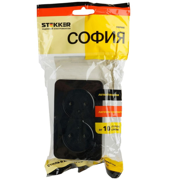 Розетка двойная 2P Stekker София черный MST10-12-02 49315