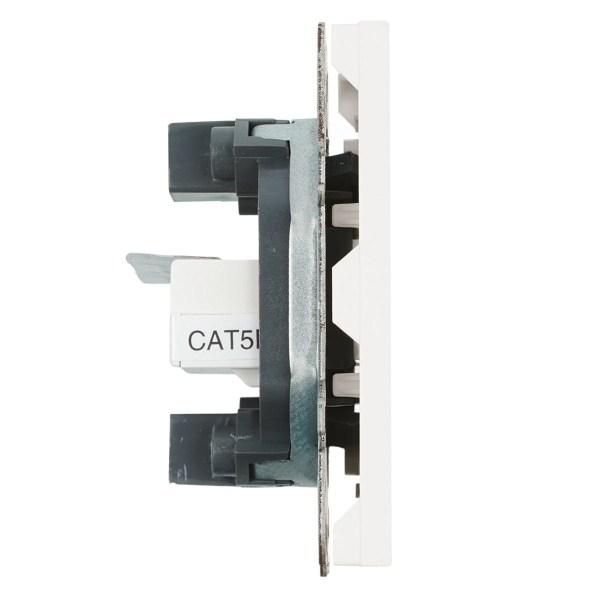 Розетка компьютерная 2-местная RJ-45 (механизм), STEKKER,  серия Эмили, RST00-5111-01, белый фарфор, soft touch 49874