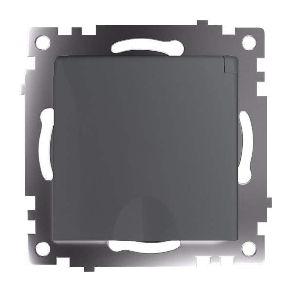 Розетка 2P+PE Stekker Катрин со шторками крышкой графит GLS16-7112-06 49424