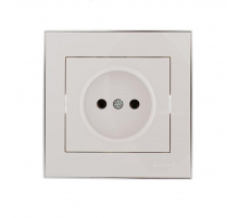 Розетка без зазем. Lezard Rain белая с бок. вст. хром 703-0225-121