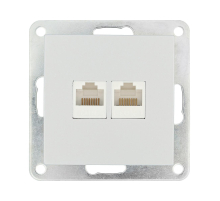 Розетка LK Studio компьютерная двойная 2хRJ-45 кат.5е с накладкой (серебристый металлик) LK80 846203-1