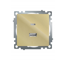 Розетка 2-местная USB + type C (механизм), 250В, 3А, max 20W, STEKKER, GLS10-7116-08, серия Катрин, золото 50053