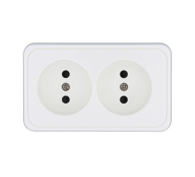 Розетка LK Studio двойная открытой установки без заземляющих контактов с защитными шторками (белый) 813604
